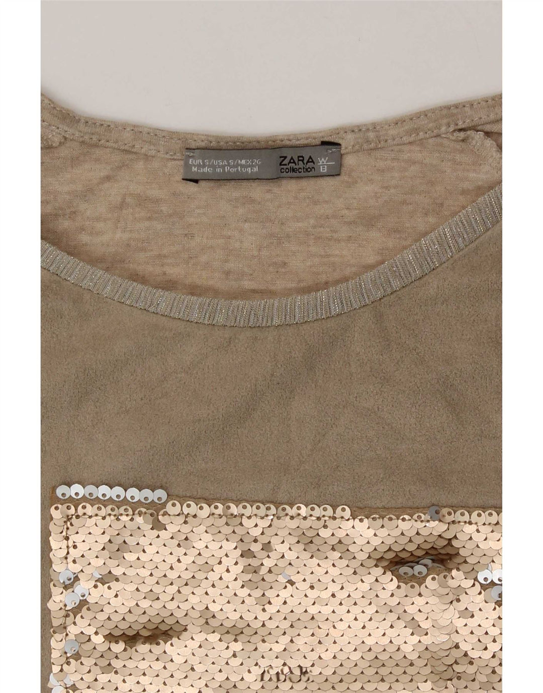 Tricou cu grafic pentru femei Zara UK 10 Small Beige