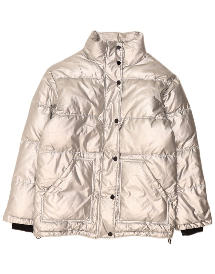 Topshop Jachetă supradimensionată pentru femei UK 8 Small Silver Polietilenă