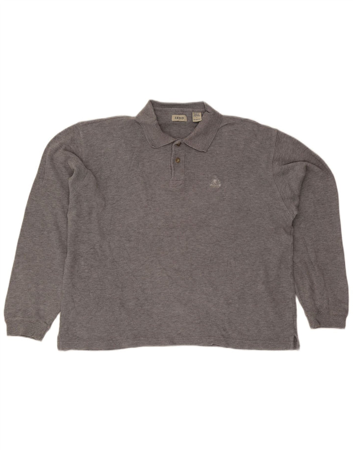 Tricou polo cu mânecă lungă pentru bărbați Izod, bumbac gri mare