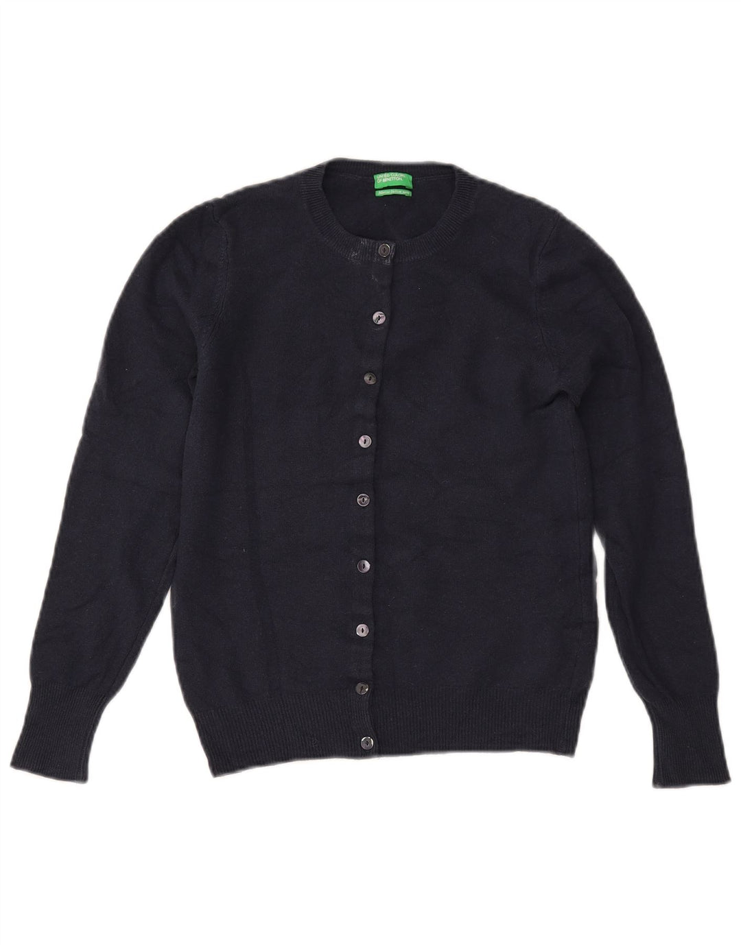 Pulover cardigan crop pentru femei BENETTON UK 6 XS Lână merinos bleumarin