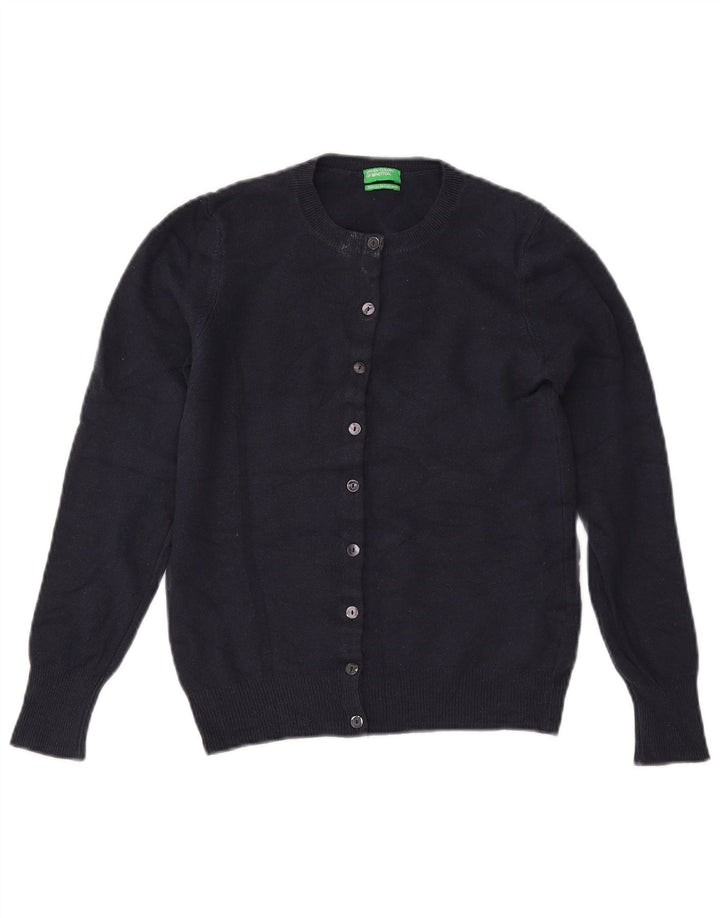 Pulover cardigan crop pentru femei BENETTON UK 6 XS Lână merinos bleumarin