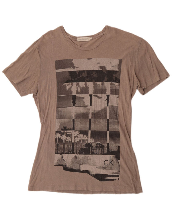 Tricou grafic pentru femei Calvin Klein Jeans Top UK 16 Large Grey Bumbac