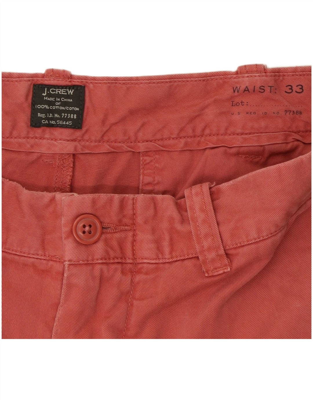 Pantaloni scurți chino pentru bărbați J. CREW W33 bumbac roșu mediu