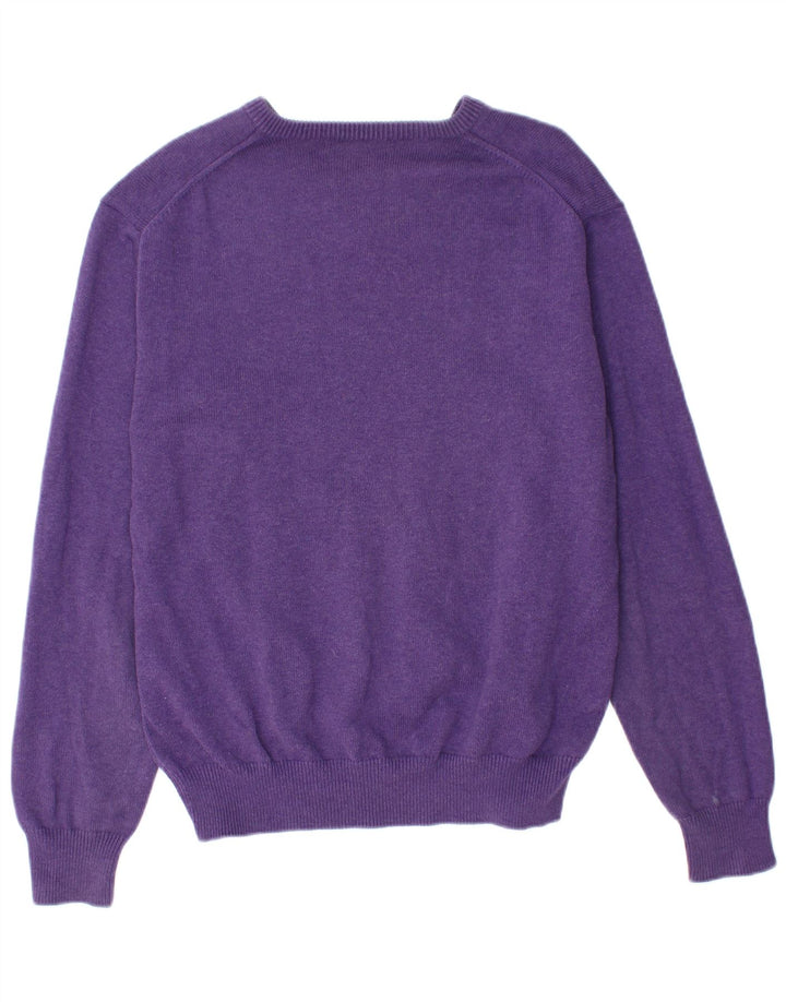 Pulover GANT pentru bărbați, cu decolteu în V, din bumbac violet mediu