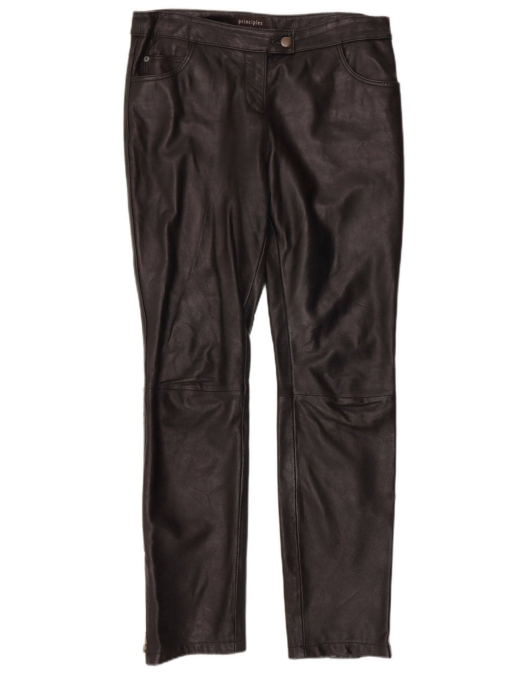 PRINCIPII Pantaloni subțiri pentru femei UK 12 Medium L34 L30 Piele neagră