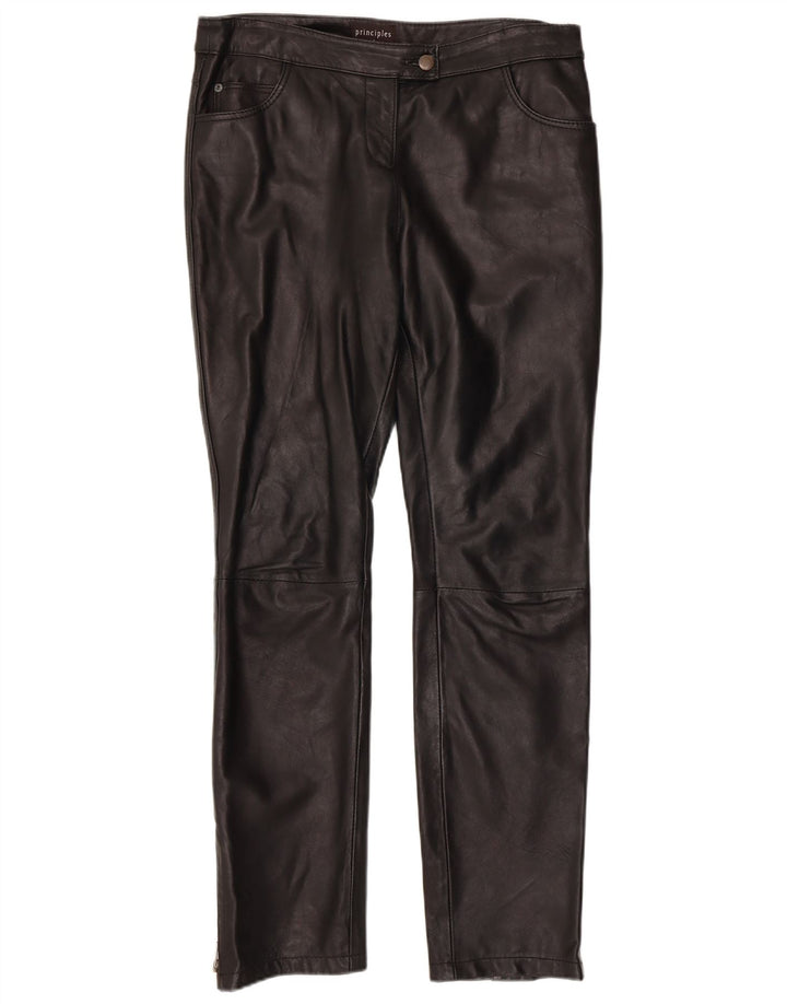 PRINCIPII Pantaloni subțiri pentru femei UK 12 Medium L34 L30 Piele neagră