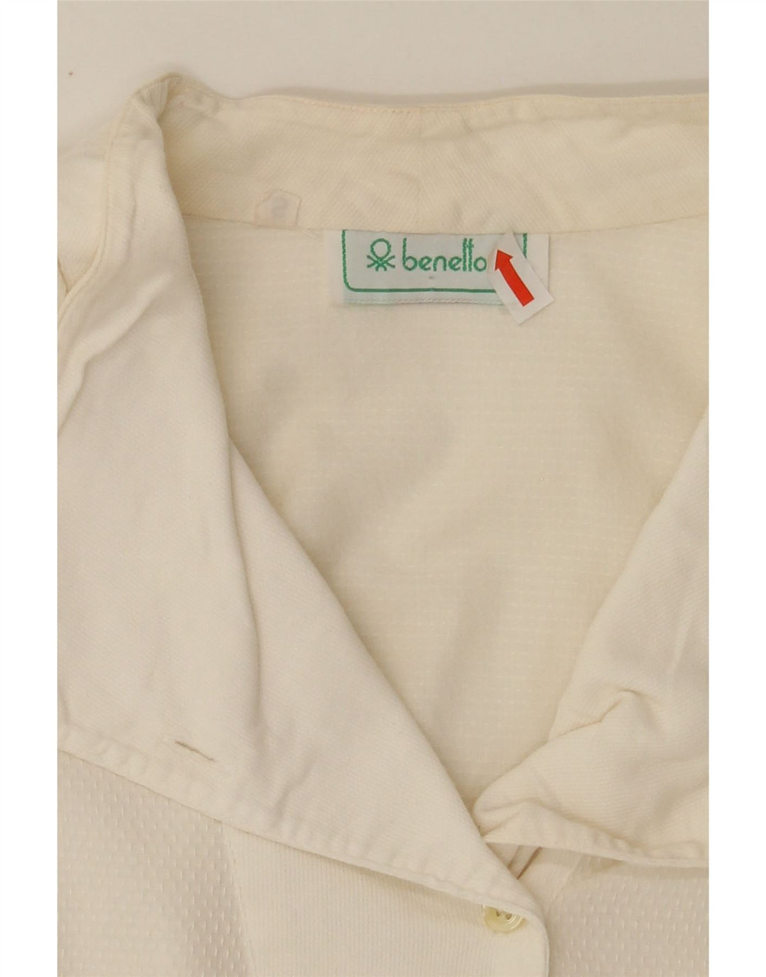 BENETTON Womens Shirt Blouse UK 10 Small White Cotton Vintage Benetton and Second-Hand Benetton from Messina Hembry 