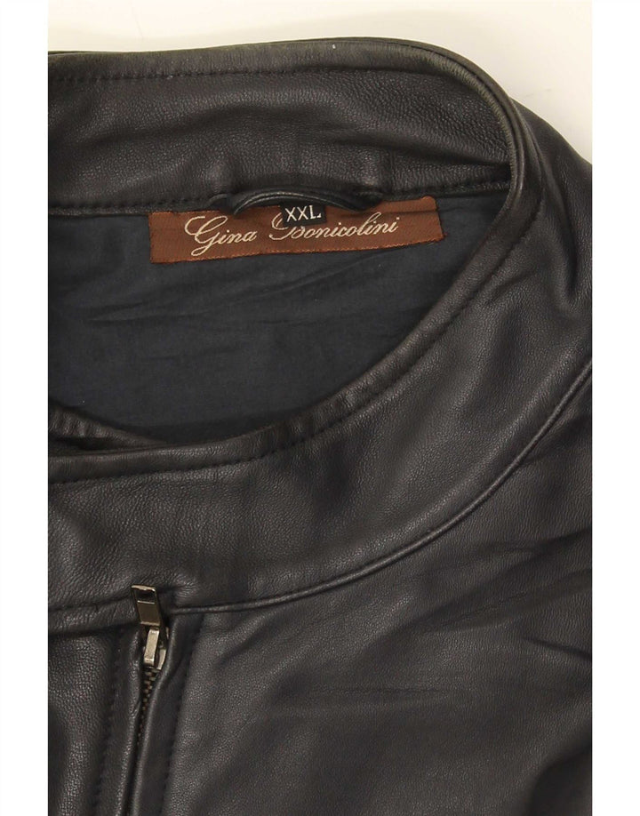 Jachetă de piele vintage pentru bărbați UK 44 2XL Negru