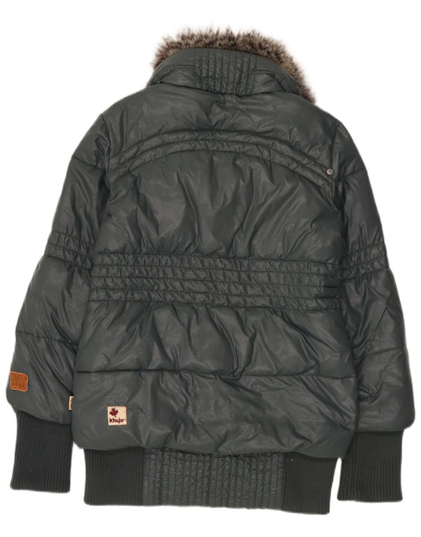 KHUJO Womens Padded Jacket UK 14 Large Green Nylon