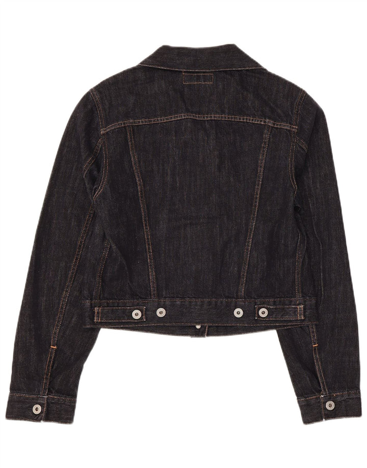 Jachetă de denim crop Replay pentru femei UK 14, mare, negru, bumbac