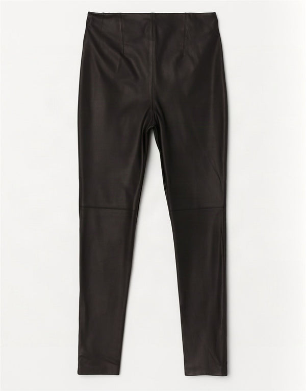 Pantaloni subțiri din piele artificială pentru femei Zara L30 L27 Poliuretan negru
