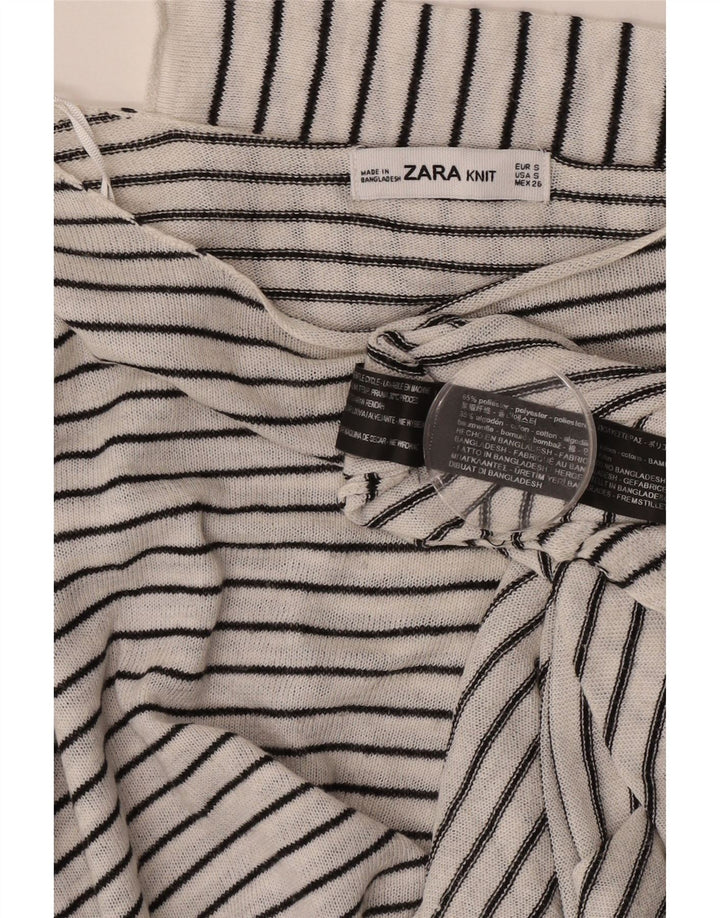 Top supradimensionat pentru femei Zara, cu mâneci 3/4 UK 10, poliester cu dungi albe mici