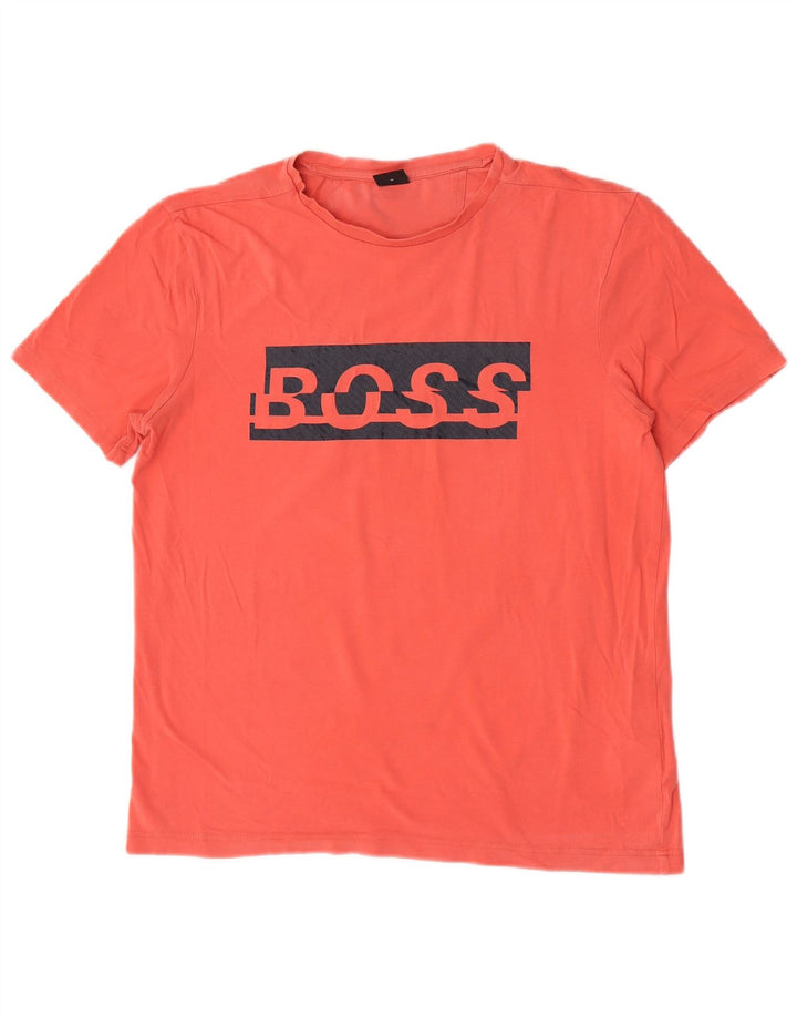 Tricou grafic pentru bărbați Hugo Boss Top din bumbac roz mediu