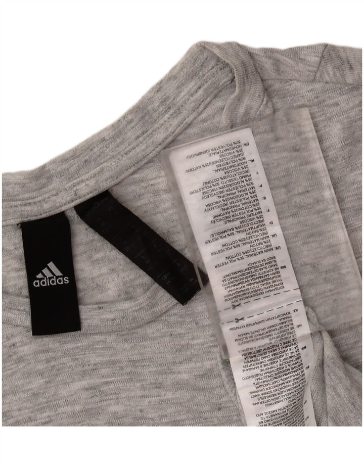 Tricou grafic ADIDAS pentru femei, Marea Britanie 12/14, poliester cu pături gri mediu