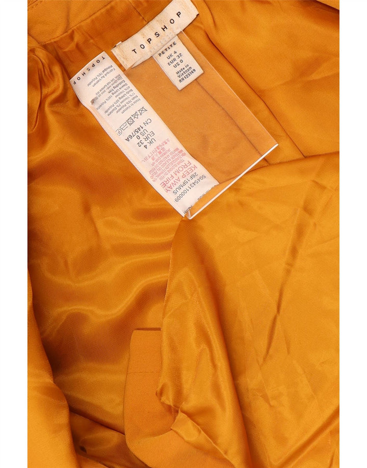 Jachetă Topshop pentru femei, cu două piepturi, UK 4 XS, poliester galben