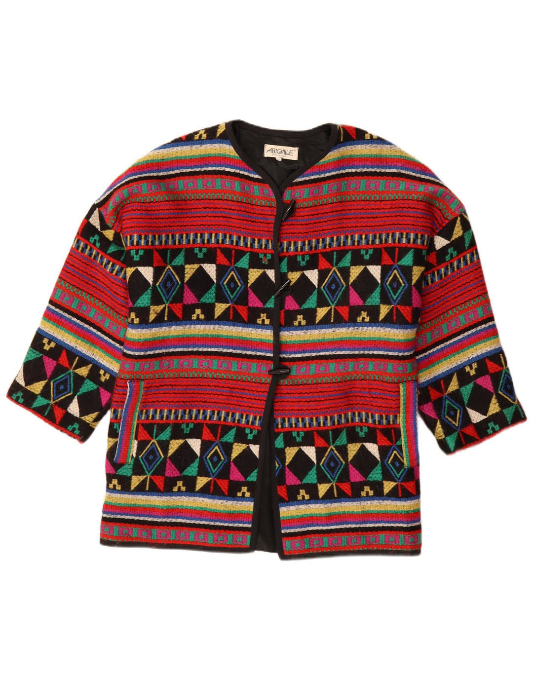 Jachetă vintage supradimensionată pentru femei IT 44 Medium Multicolor Geometric