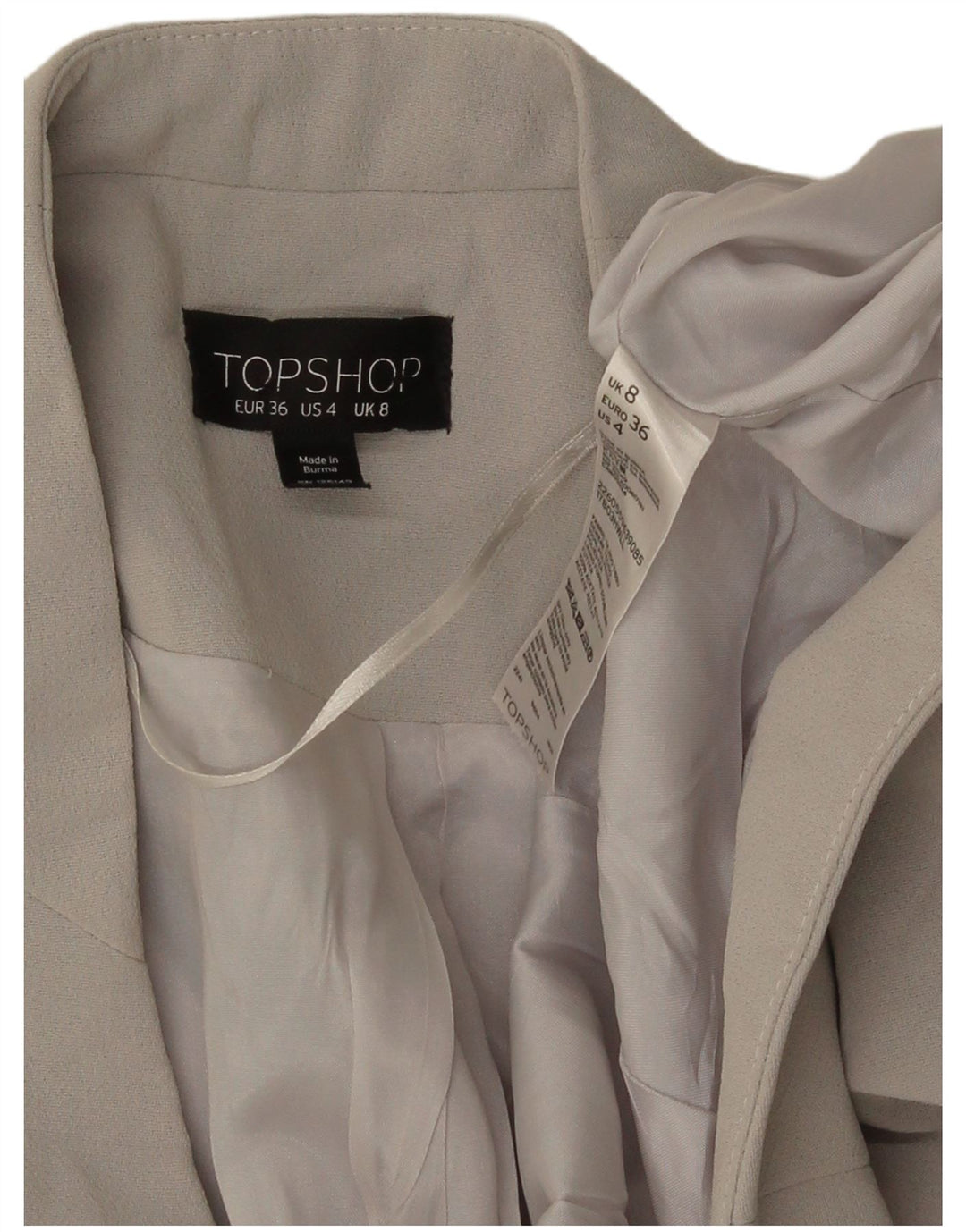 Jachetă Bolero Topshop pentru femei UK 8 Small Gri Poliester