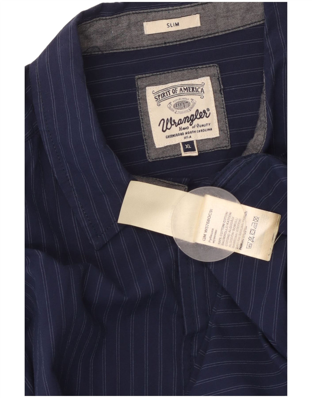 Cămașă subțire pentru bărbați Wrangler, bumbac cu dungi XL bleumarin