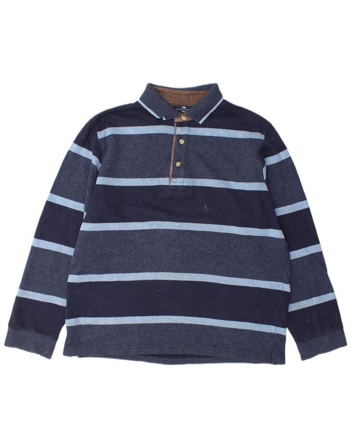 Tricou polo rugby cu mânecă lungă pentru bărbați Marks & Spencer, în dungi, albastru bleumarin mediu