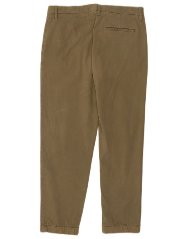 Pantaloni tăiați drept pentru femei Moschino UK 8 Small W28 L25 Kaki Bumbac