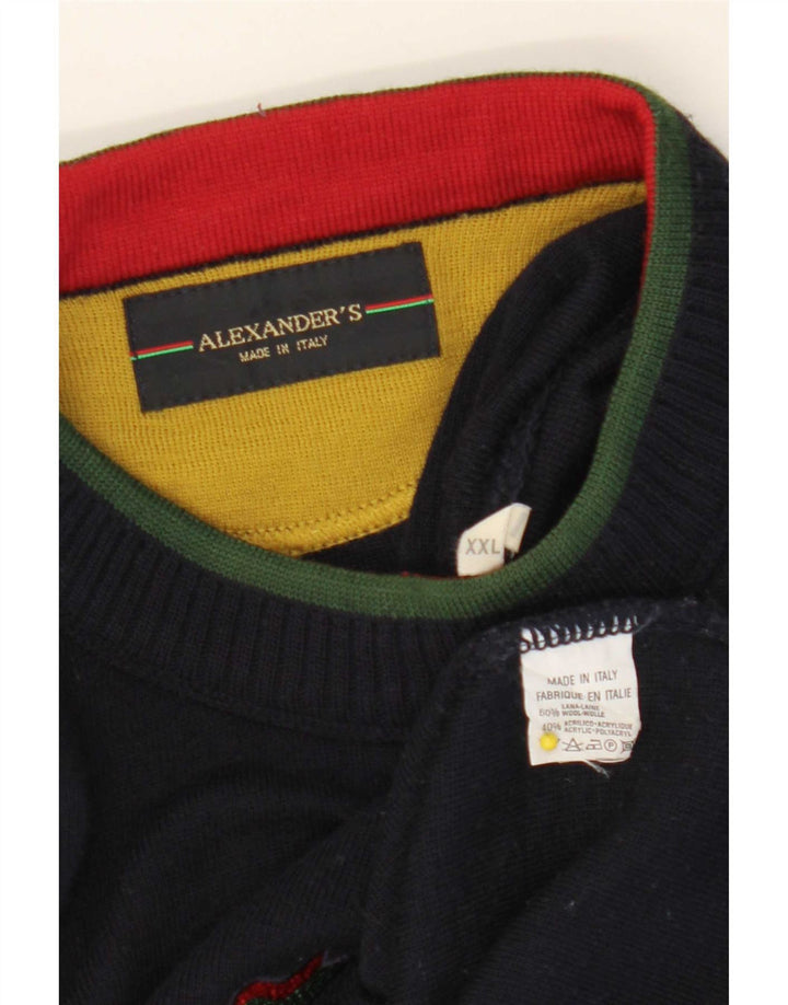 Pulover cu grafică pentru bărbați Alexander's, cu gât crew, 2XL, lână bleumarin
