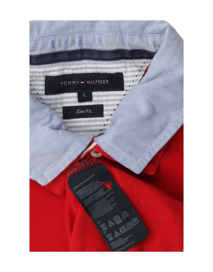 Tricou polo TOMMY HILFIGER pentru bărbați, bumbac roșu mare