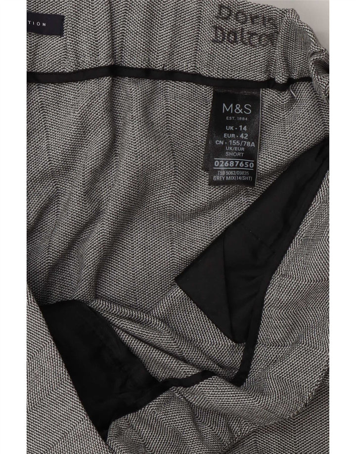 Pantaloni tăiați pentru femei Marks & Spencer UK 14 Large W34 L24 Gri Poliester