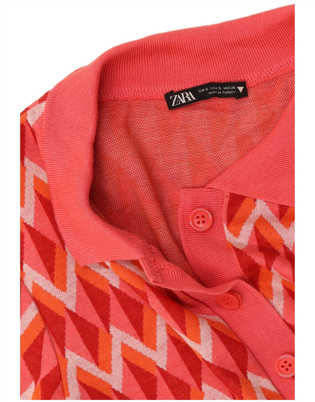 Rochie polo pentru femei Zara UK 10, roșu mic, chevron