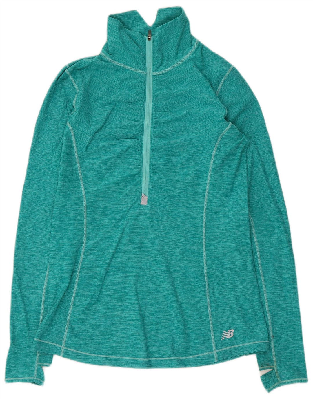 Top de trening New Balance pentru femei, cu fermoar și gât, cu pulover UK 12, verde mediu