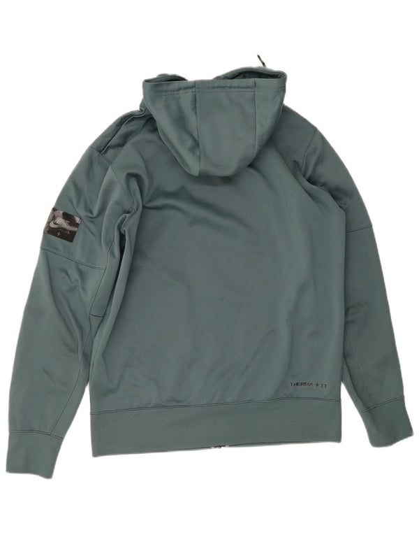 Pulover Nike Therma-Fit Graphic Zip pentru bărbați, poliester verde mediu