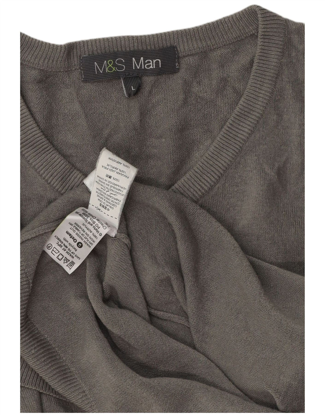 Pulover pentru bărbați Marks & Spencer, cu decolteu în V, mare, gri acrilic