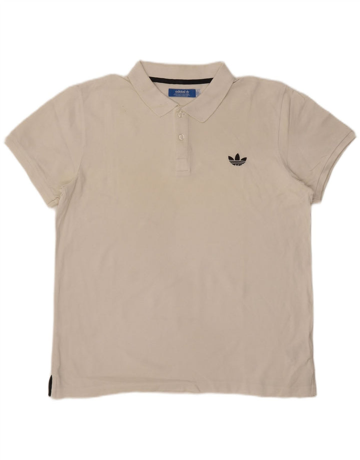 Tricou polo Adidas pentru bărbați, mare, alb, bumbac