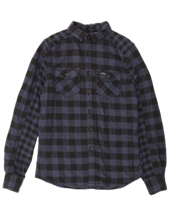 Cămașă de flanel pentru bărbați Superdry, din bumbac cu carouri, albastru bleumarin