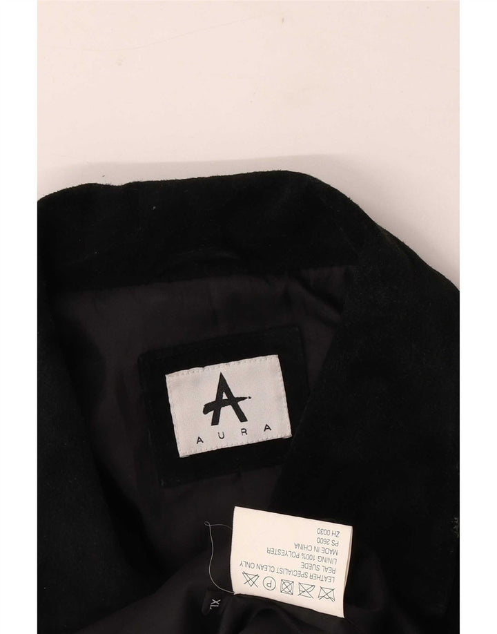 Jachetă vintage pentru femei de piele intoarsă UK 18 XL, piele neagră