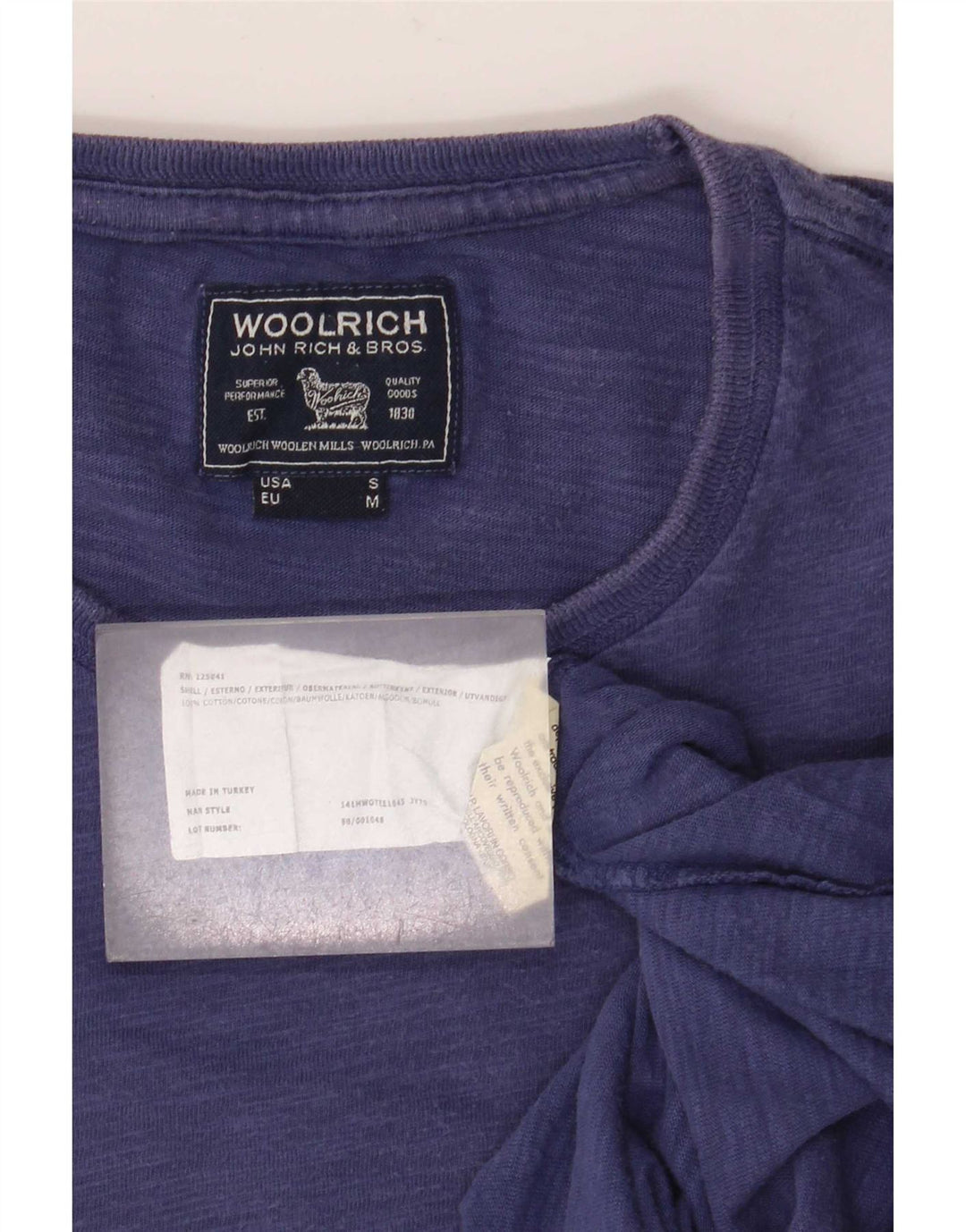 Tricou pentru bărbați Woolrich Top Medium Blue Bumbac