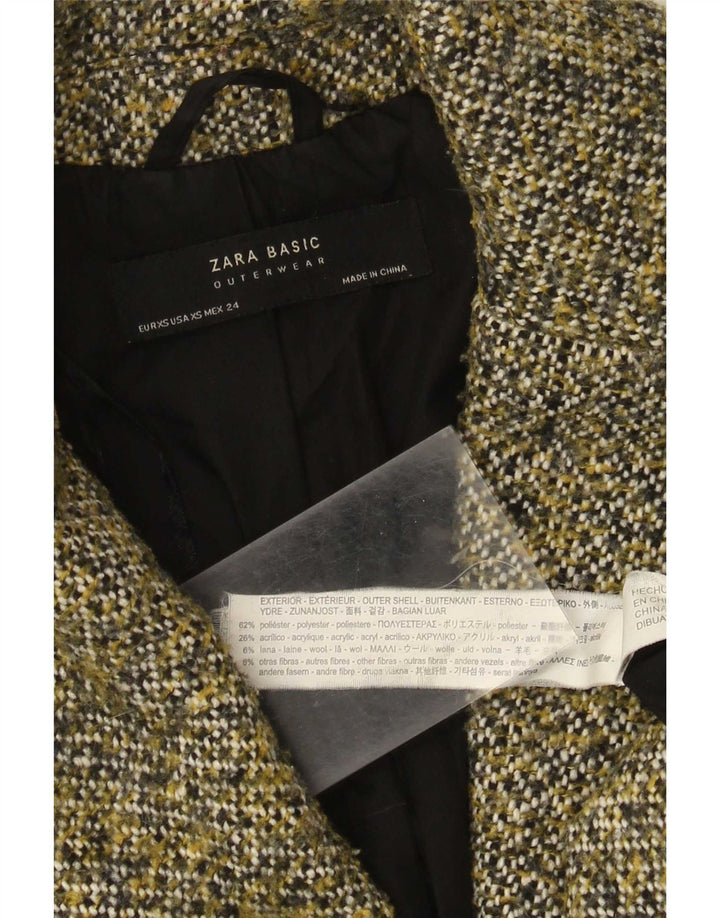 Pardesiu supradimensionat pentru femei Zara UK 6 XS Kaki din poliester cu pete