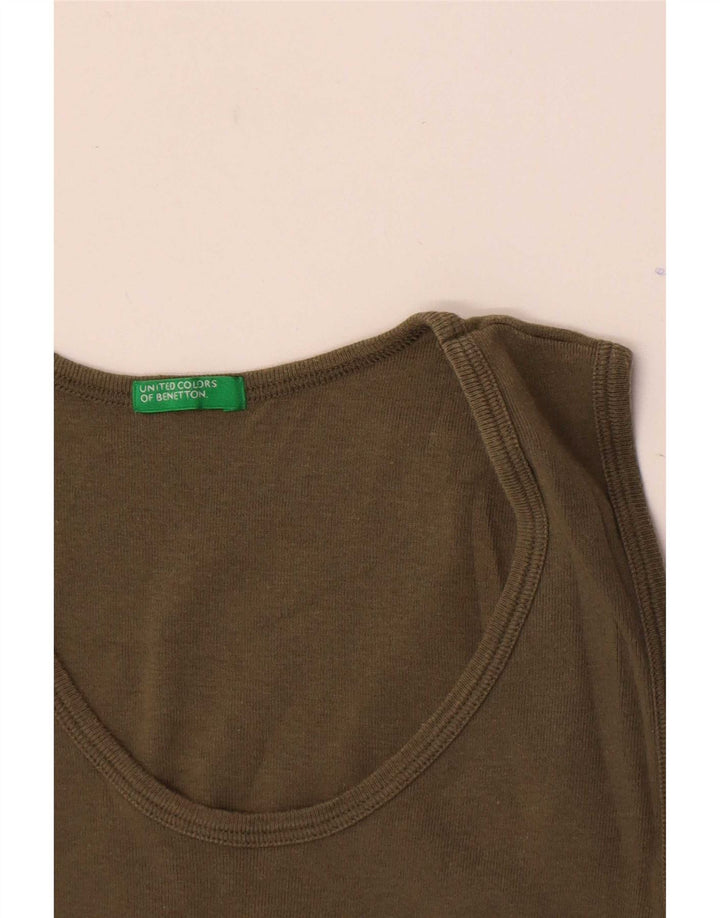Benetton Femei Graphic Vest Vest Top UK 8 Small Khaki