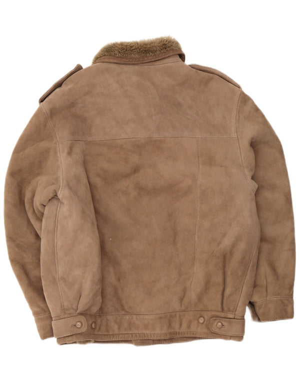Jachetă militară din shearling vintage pentru bărbați IT 52 XL bej