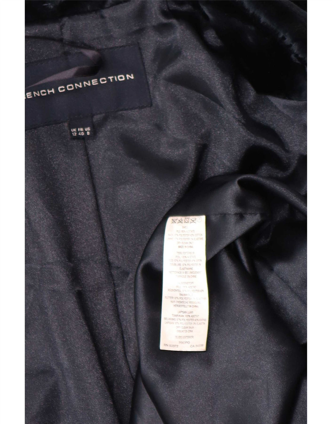 Pardesiu de blană artificială pentru femei French Connection UK 12 Medium Bleumarin