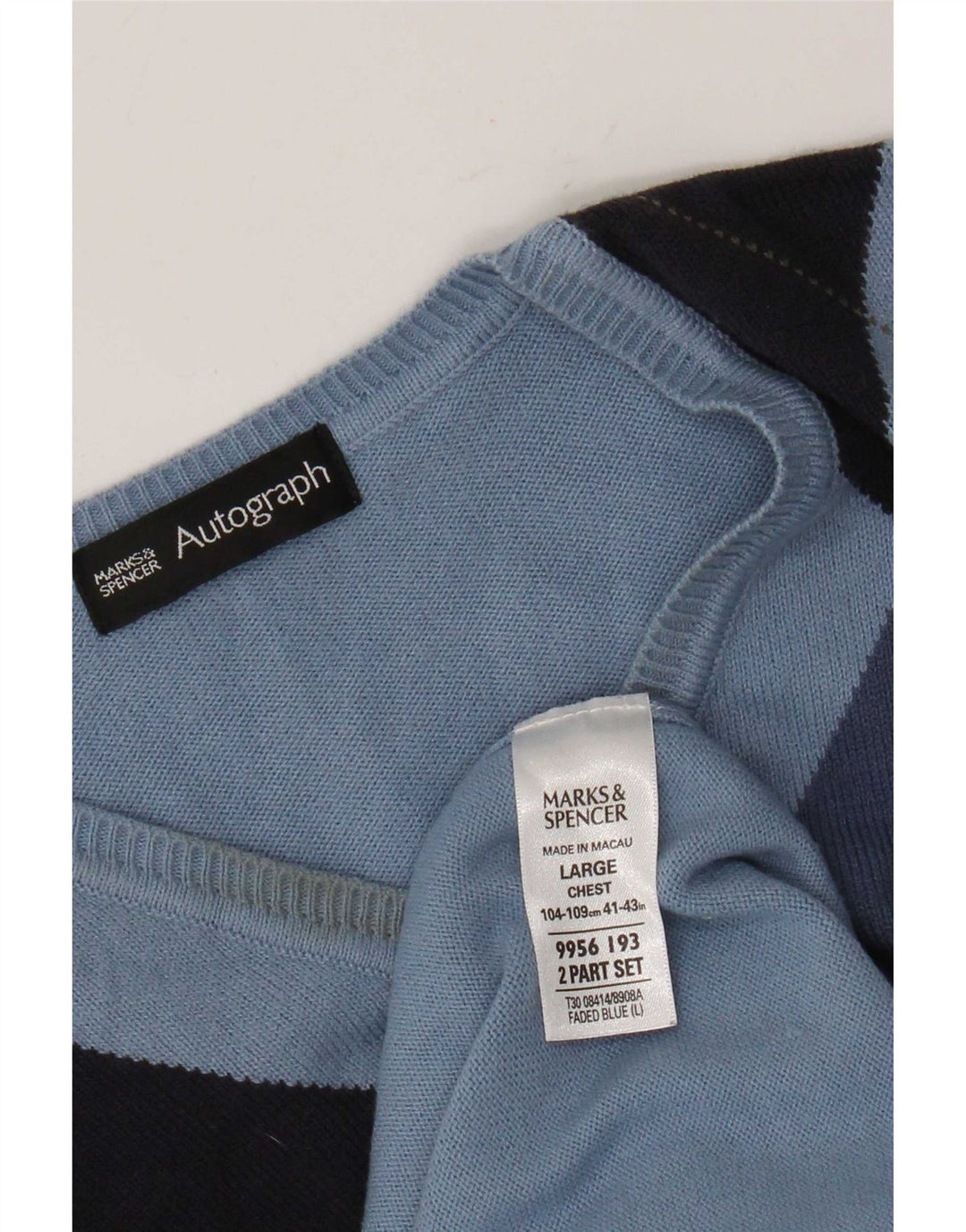 Marks & Spencer Vestă cu autograf pentru bărbați, mare, albastru Argyle/Diamond