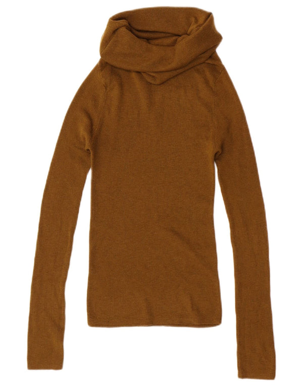 Pulover pentru femei Zara cu gât rulat UK 4 XS Kaki Poliester