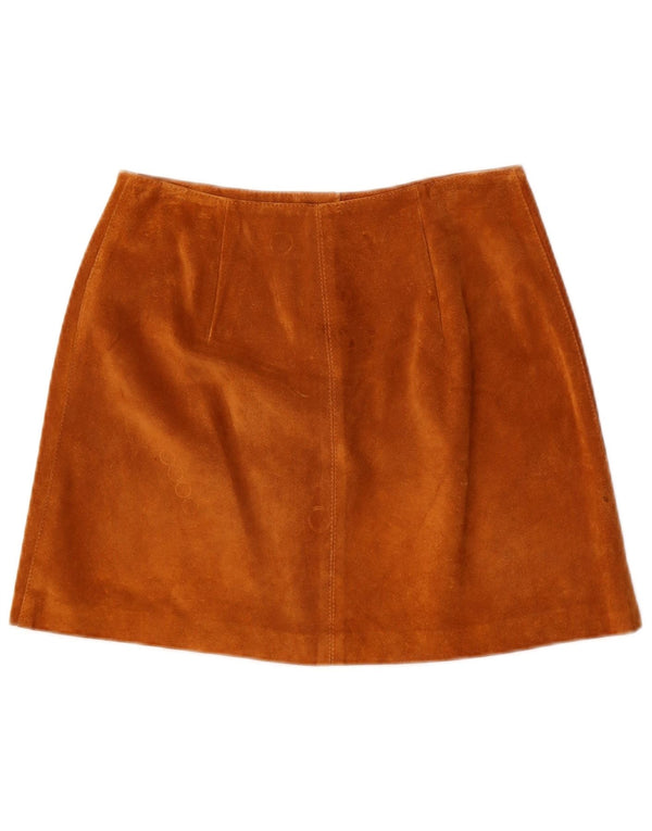 Fusta A-Line din piele intoarsa pentru femei vintage IT 42 Medium W26 Piele maro