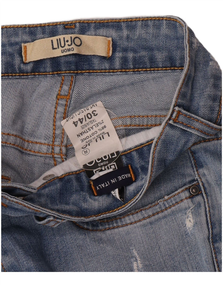 Blugi slim pentru bărbați Liu Jo Distressed Slim W30 L32 Blue Bumbac