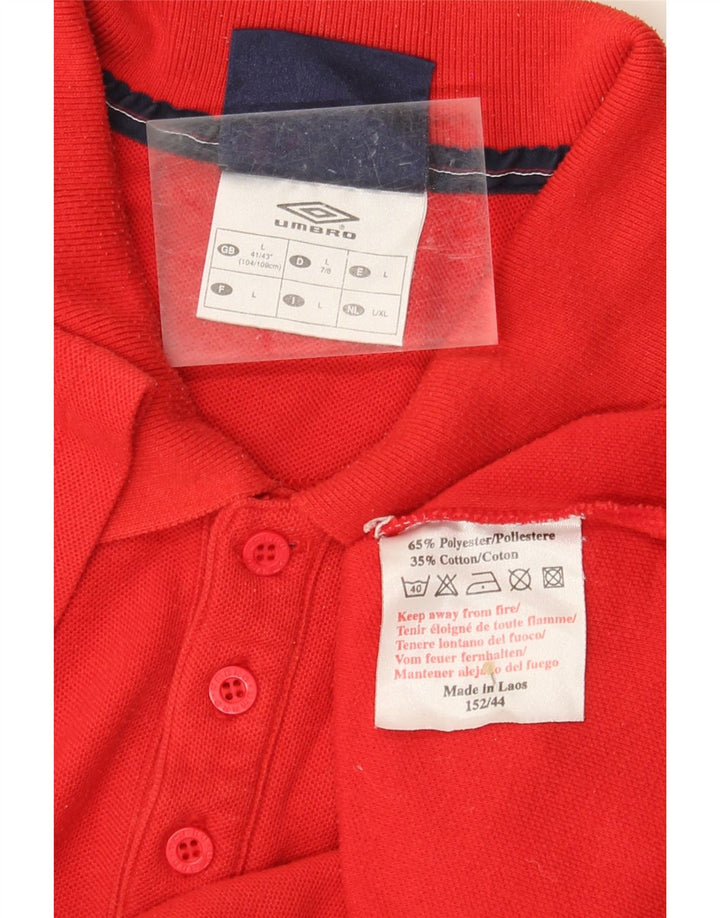 Tricou polo Umbro Anglia cu grafică pentru bărbați, poliester roșu mare