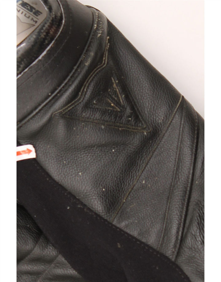 DAINESE Mens Graphic Leather Racer Jacket IT 50 Large Black Leather