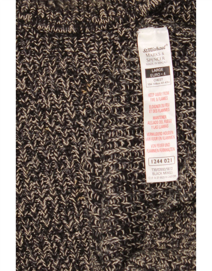 Pulover cu gât țestoasă pentru bărbați Marks & Spencer, mare, negru cu pete