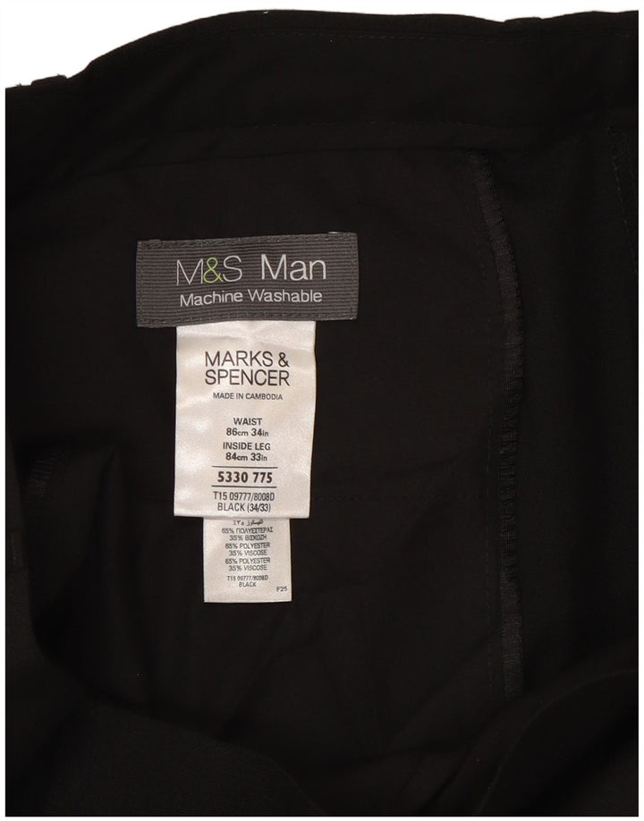 Pantaloni chino conici pentru bărbați Marks & Spencer L34 L33 Poliester negru