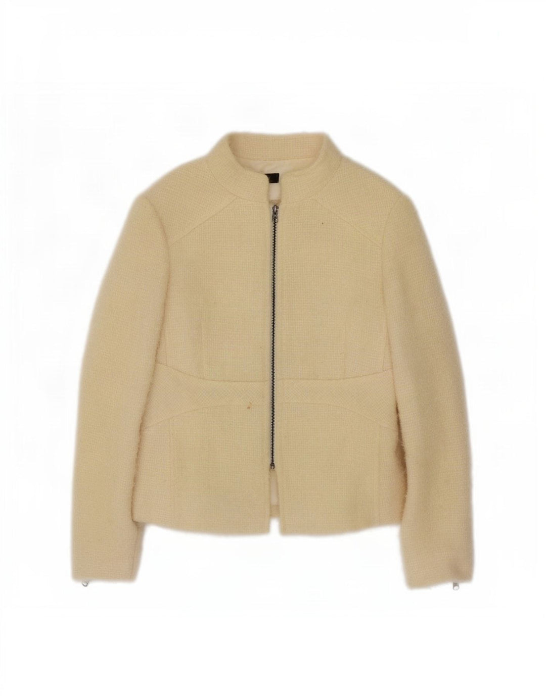 Jachetă Blazer pentru femei Zara cu fermoar complet EU 40 Lână, alb, mediu