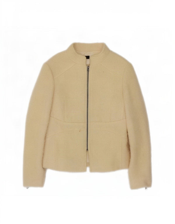 Jachetă Blazer pentru femei Zara cu fermoar complet EU 40 Lână, alb, mediu
