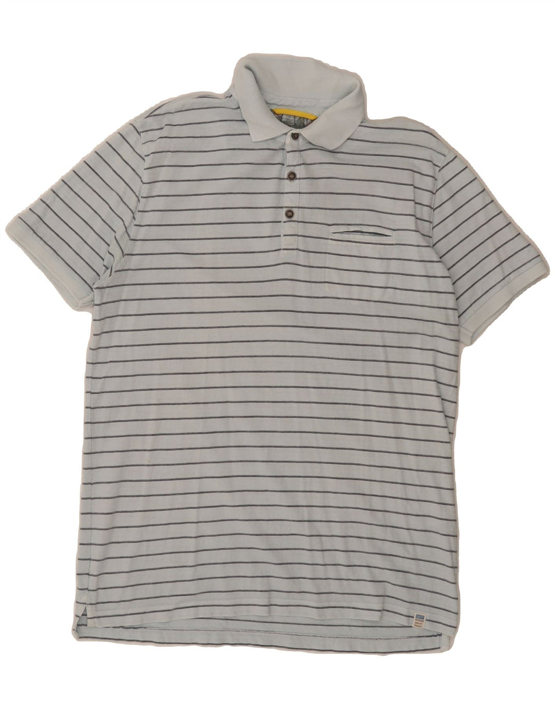 CAMEL ACTIVE Mens Polo Shirt Large Blue Striped Cotton Vintage Camel Active and Second-Hand Camel Active from Messina Hembry 